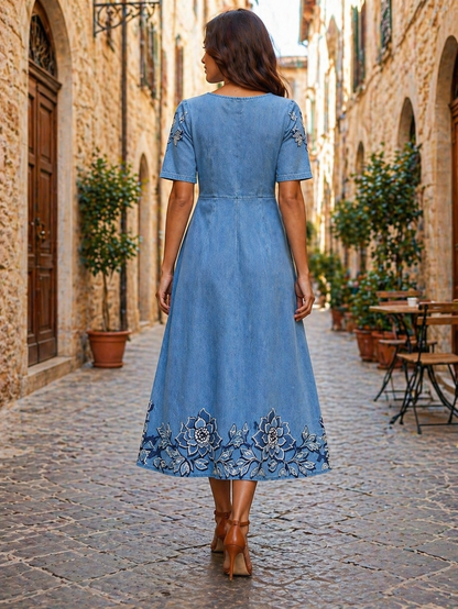 Vintage Floral Print Dress