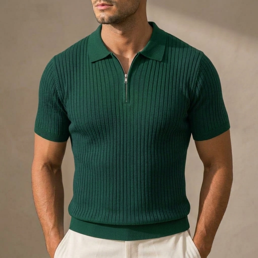 Hudson Ribbed Zip Polo
