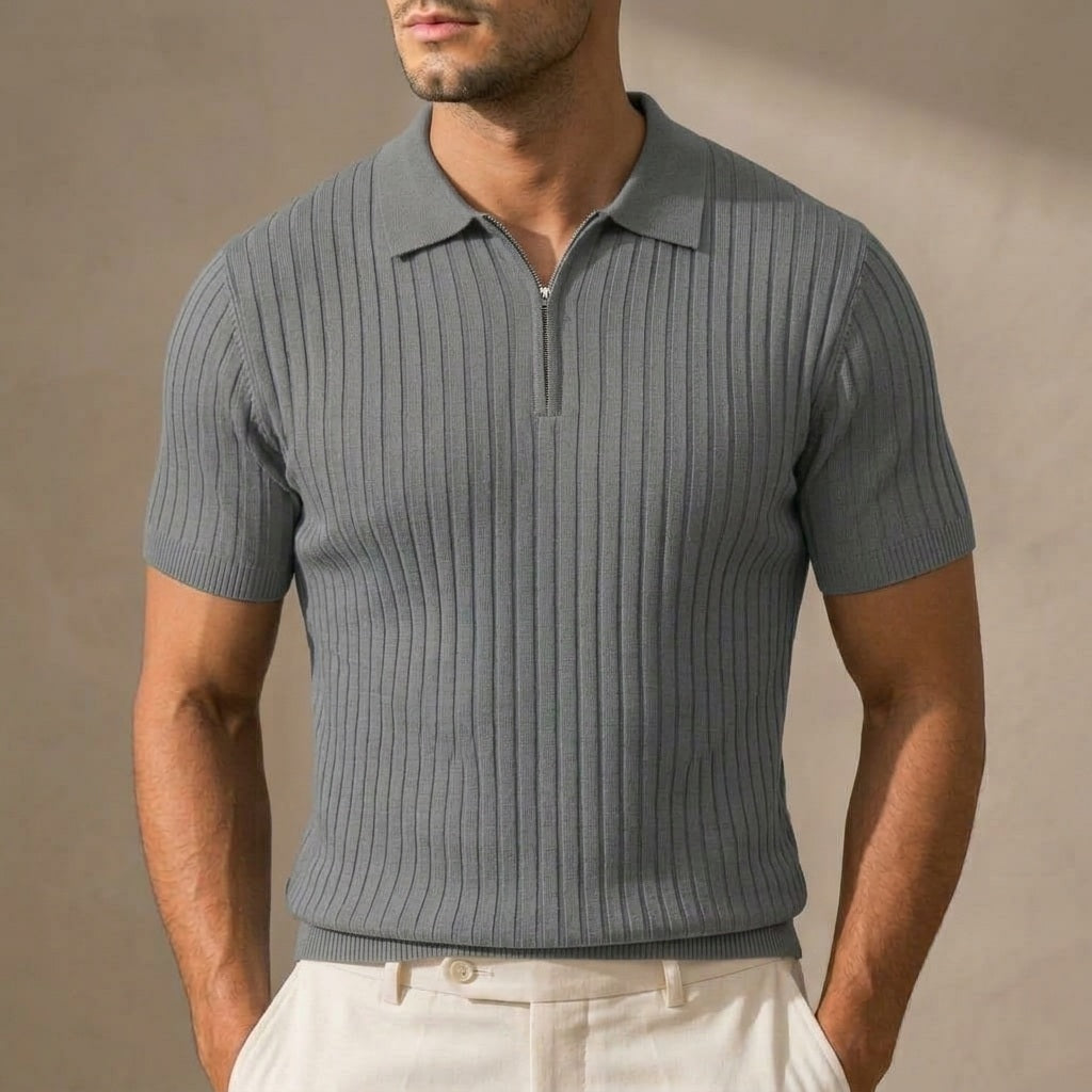 Hudson Ribbed Zip Polo