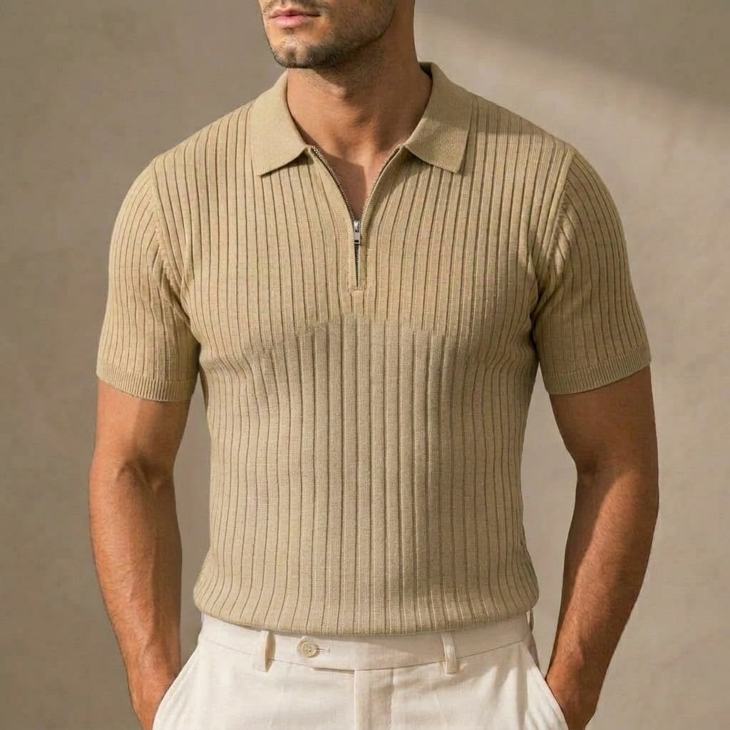 Hudson Ribbed Zip Polo