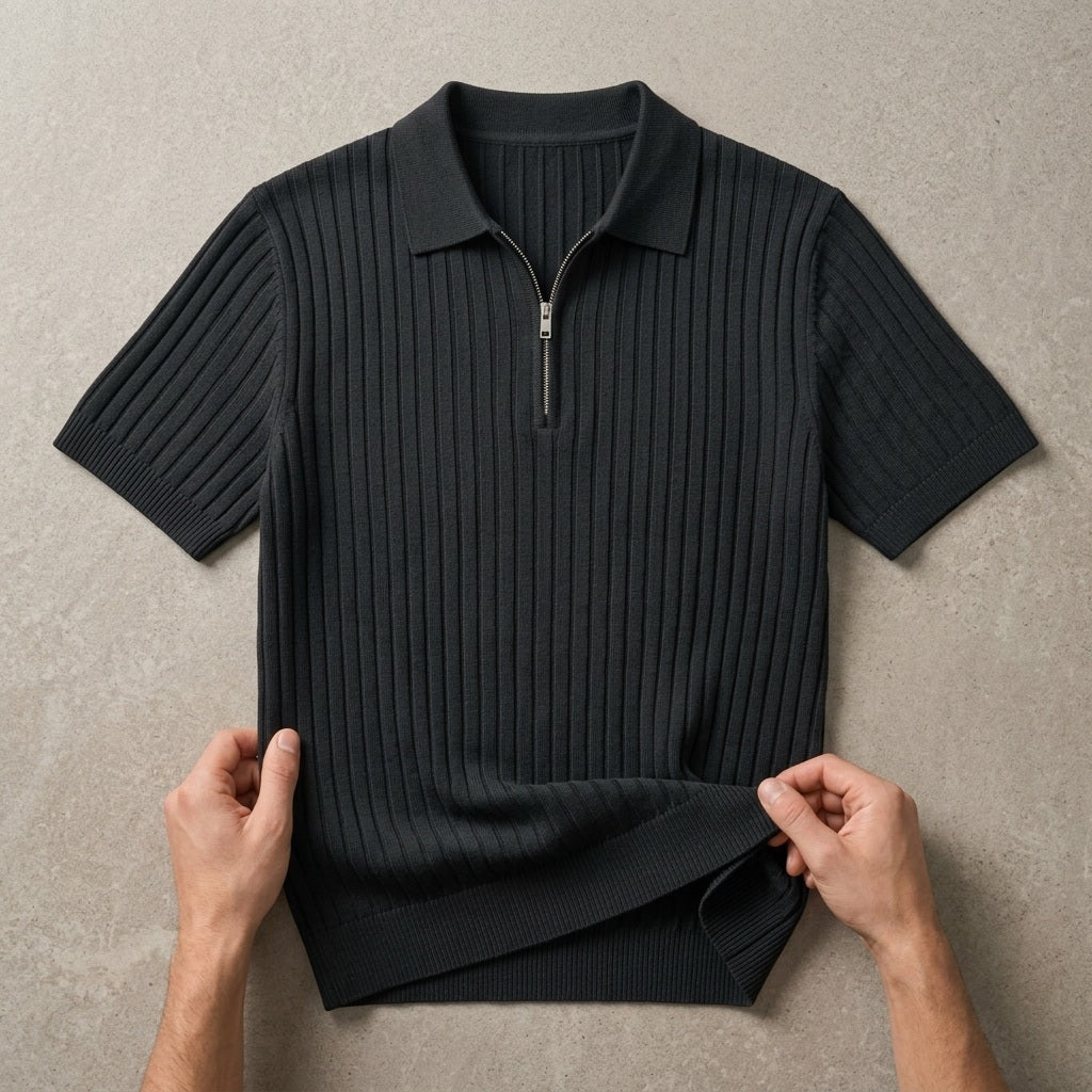 Hudson Ribbed Zip Polo