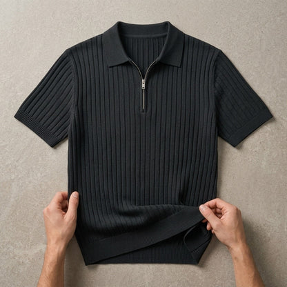 Hudson Ribbed Zip Polo