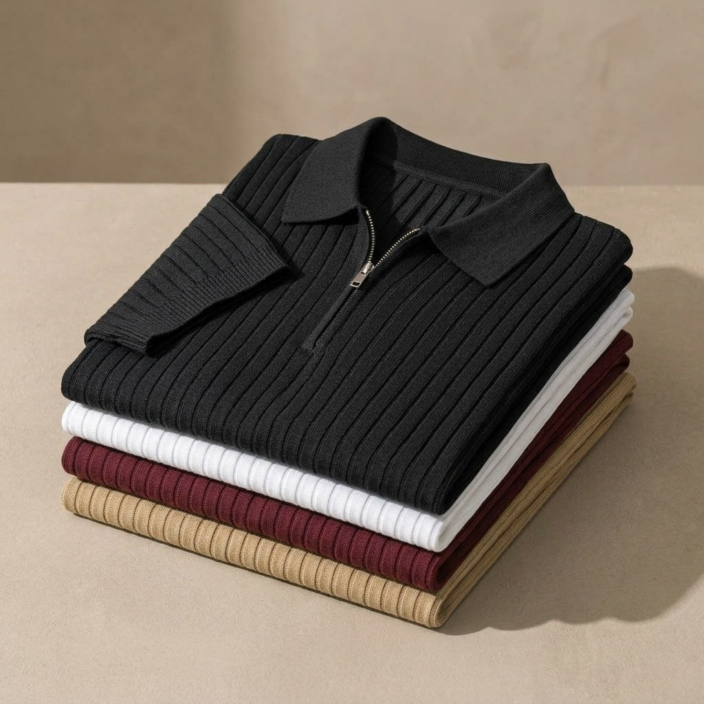 Hudson Ribbed Zip Polo