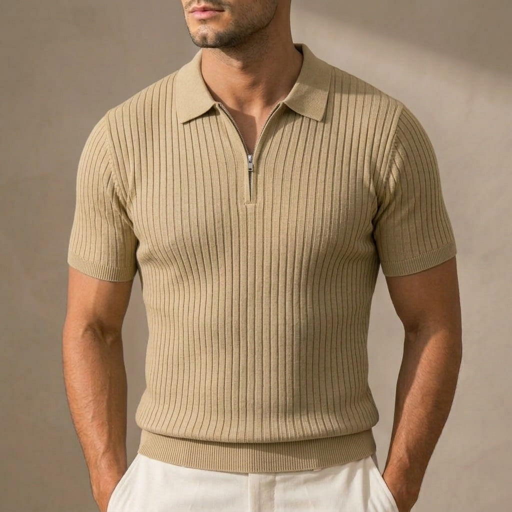 Hudson Ribbed Zip Polo