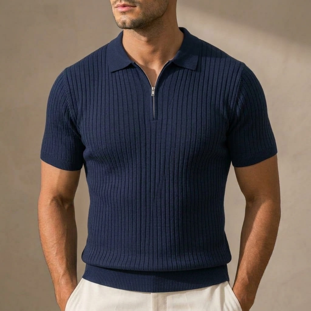 Hudson Ribbed Zip Polo
