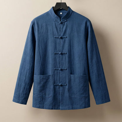 Domenico Linen-Blend Mandarin Jacket