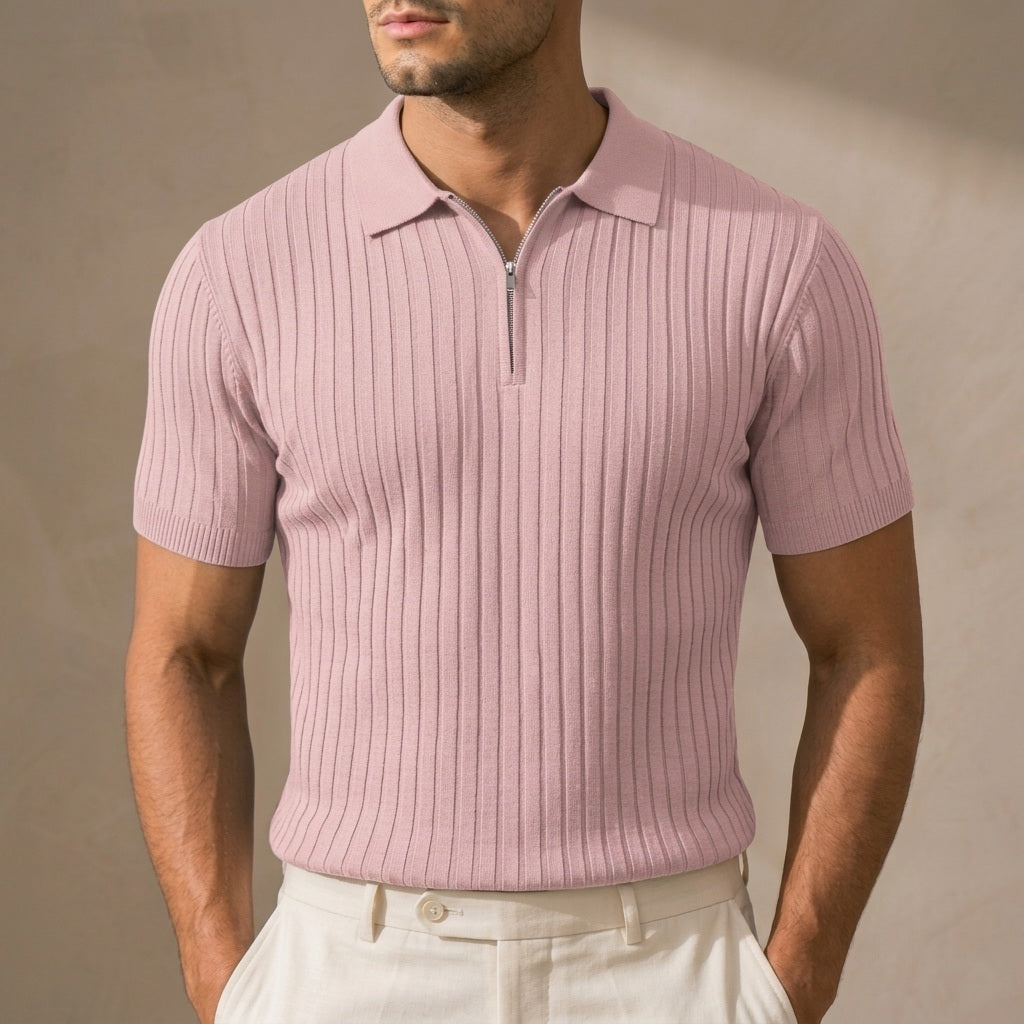 Hudson Ribbed Zip Polo